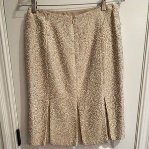 Ann Taylor Gold Jacquard Pencil Skirt